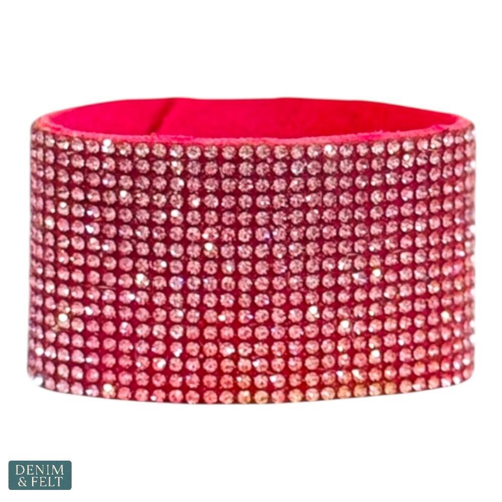 Boutique Blushing Crystal Statement Snap Cuff Pink Rhinestone Bracelet NWT~NEW!!